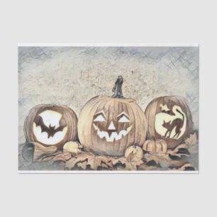 Papel De Seda Vintage Fall calabazas otoño color agua Tiss