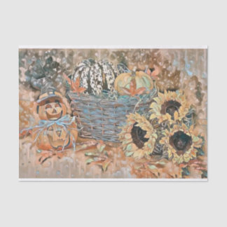 Papel De Seda Vintage Fall calabazas otoño color agua Tiss