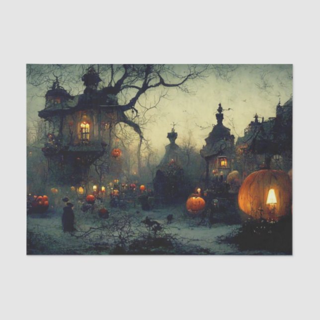 Papel De Seda Vintage Fantasy Spooky Noche Halloween (Anverso)