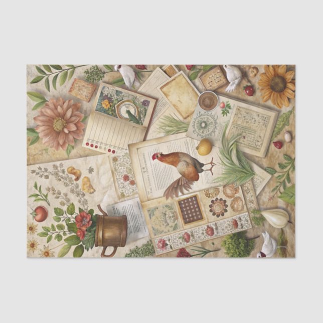 Papel De Seda Vintage Farmhouse Collage (Anverso)