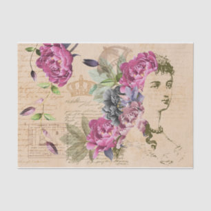 Papel De Seda Vintage Fashion Pink Florals & Handwriter