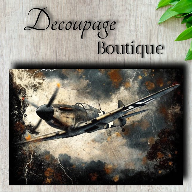 Papel De Seda Vintage Fighter Plane Decoupage (Vintage Fighter Plane Decoupage Tissue Paper)