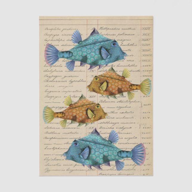 Papel De Seda Vintage Fish decoupage (Anverso)
