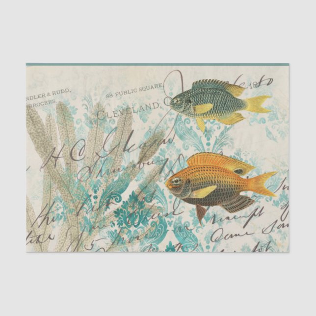 Papel De Seda Vintage Fish Ephemera (Anverso)