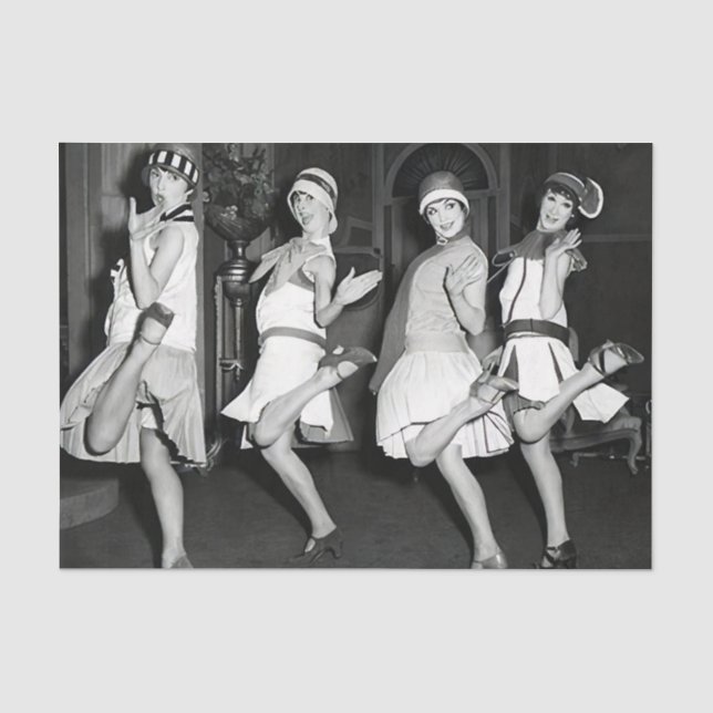 Papel De Seda Vintage Flapper Chicas bailando (Anverso)