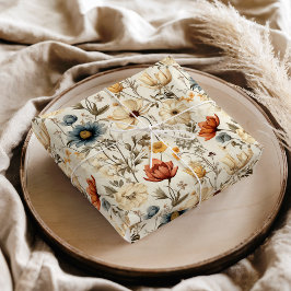 Papel De Seda Vintage Flor Seca de Flor Silvestre Terracota Mari