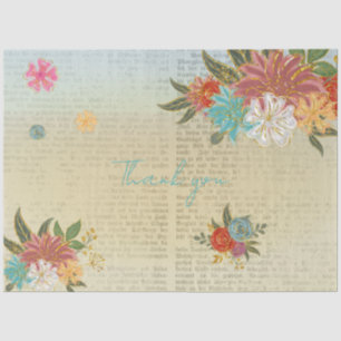 Papel De Seda Vintage Floral Antique Script Botánico