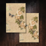 Papel De Seda Vintage Floral Otoño Rosa Ephemera Decoupage<br><div class="desc">Imagen 1 de 2 para un par de puertas o arte mural. "Vintage Floral Otoño Rosa de Oro Ephemera Decoupage, papel tisular pesado". Un elegante collage vintage compuesto por obras de arte botánico antiguas de hermosas rosas amarillas de mantequilla y follaje con mariposas y una abeja reina con corona. El...</div>