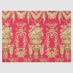 PAPEL DE SEDA VINTAGE FLORAL PATRÓN FRANCÉS, VASOS DE FLORES, RO