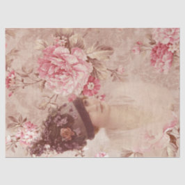 Papel De Seda Vintage floral rosa en Gorra Shabby Chic