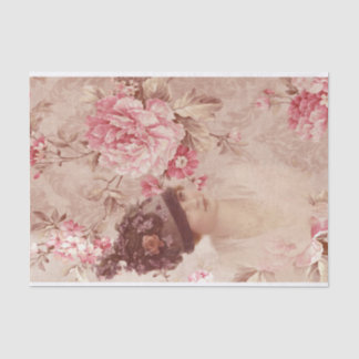 Papel De Seda Vintage floral rosa en Gorra Shabby Chic