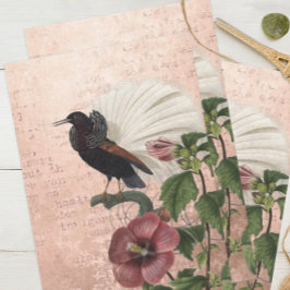 Papel De Seda Vintage Floral Tropical Bird