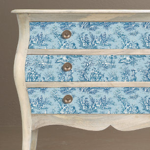 Papel De Seda Vintage floral verde azulado toile de jouy