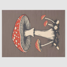 Papel De Seda Vintage Fly Agaric Mushrooms On Earth Background