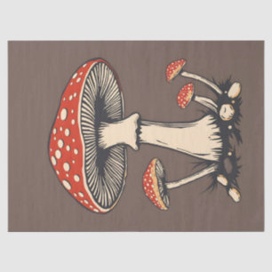 Papel De Seda Vintage Fly Agaric Mushrooms On Earth Background