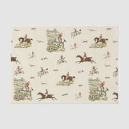 Papel De Seda Vintage Fox Chase Horse Riders Hounds Hunting