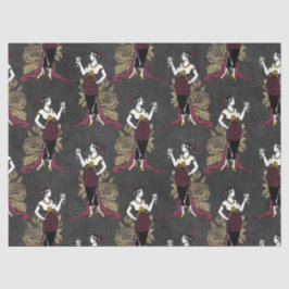 Papel De Seda Vintage francés con vino en negro