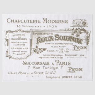 Papel De Seda Vintage French Business Typography Lyon Decoupage