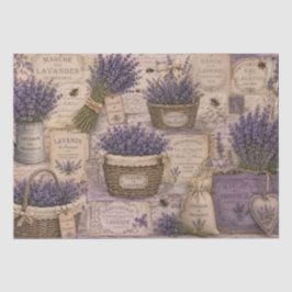 Papel De Seda Vintage French Lavender Bees Wicker Baskets 