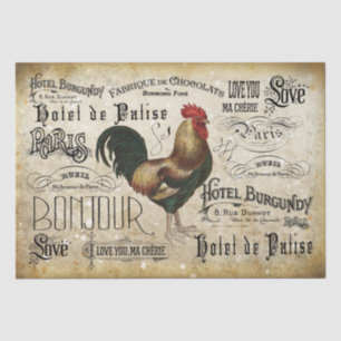 Papel De Seda Vintage French Rooster de Paris Decoupage