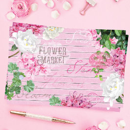 Papel De Seda Vintage Fresco Mercado de Flores Rústicas Desnudos