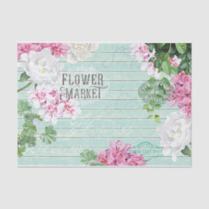 Papel De Seda Vintage Fresco Mercado de Flores Rústicas Desnudos