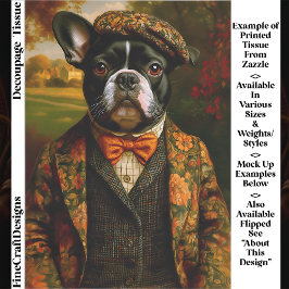 Papel De Seda  Vintage Gentleman Frenchie Dog Art EW6L Decoupage