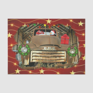 Papel De Seda Vintage GMC Camión congeló Navidades de Snowman