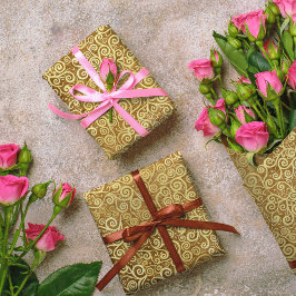 Papel De Seda Vintage Gold Swirls Pattern Boho de lujo con clase