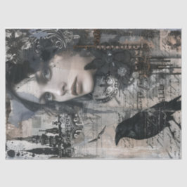 Papel De Seda Vintage Gothic Chica y Raven Decoupage