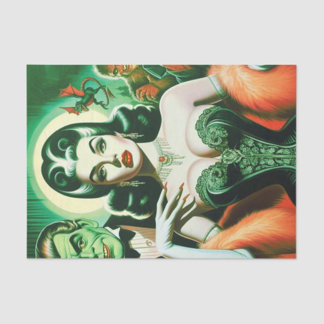 Papel De Seda Vintage Gótica Vampira (Anverso)