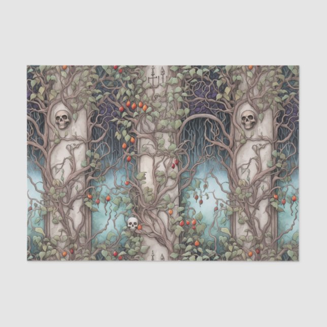 Papel De Seda Vintage Graveyard Halloween (Anverso)