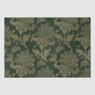 Papel De Seda Vintage Green & Gold Faux Navidades Florales Velve
