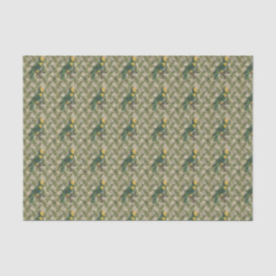 Papel De Seda Vintage Green Parrot Tropical