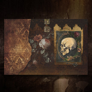 Papel De Seda Vintage Grungy Halloween Skull Ephemera Decoupage