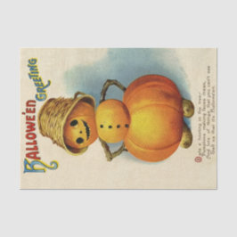 Papel De Seda Vintage Halloween saludo calabaza con gorra de ces