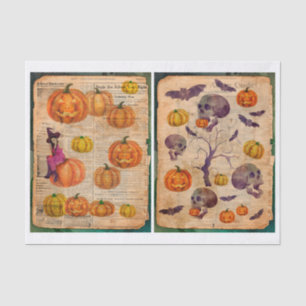 Papel De Seda Vintage Halloween Witch and Skull Decoupage