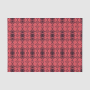 Papel De Seda Vintage Harlequin Diamond Red Black Pattern