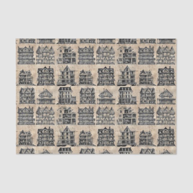 Papel De Seda Vintage Haunted Dollhouse Gothic (Anverso)