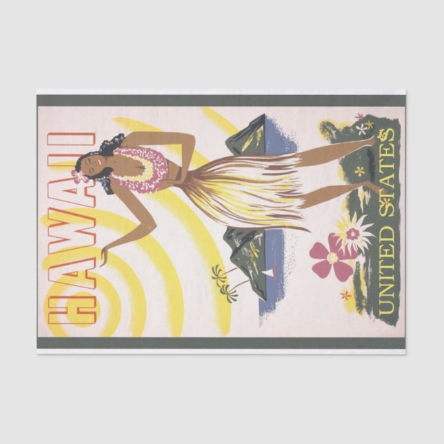 Papel De Seda Vintage Hawaii Ilustracion (Anverso)