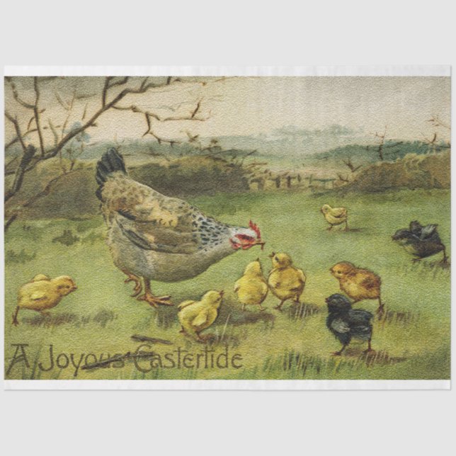 Papel De Seda Vintage Hen Easter Holiday (Anverso)