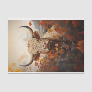 Papel De Seda Vintage Highland Cow en Wildflowers Decoupage