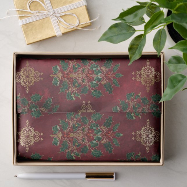 Papel De Seda Vintage Holly Damask Pattern  (Regalo )