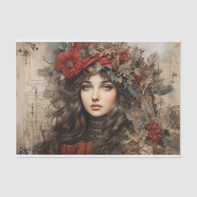 Papel De Seda Vintage Holly Lady Decoupage (Anverso)