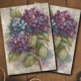 Papel De Seda Vintage Hydrangea Botanical Floral Decoupage