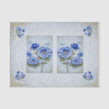 Vintage Inspired Blue & Gold Floral  Decoupage