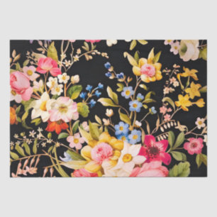 Papel De Seda Vintage Italiana Floral Rosa Azul Azul Decoración