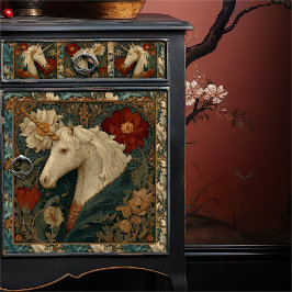 Papel De Seda Vintage Jade Red William Morris Style Unicorn