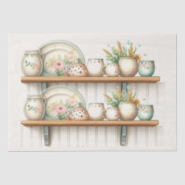 Papel De Seda Vintage Kitchen Shelf Plates Cañones Plantas