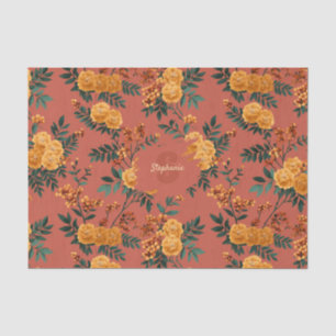Papel De Seda Vintage Marigold Calendula Patrón Floral